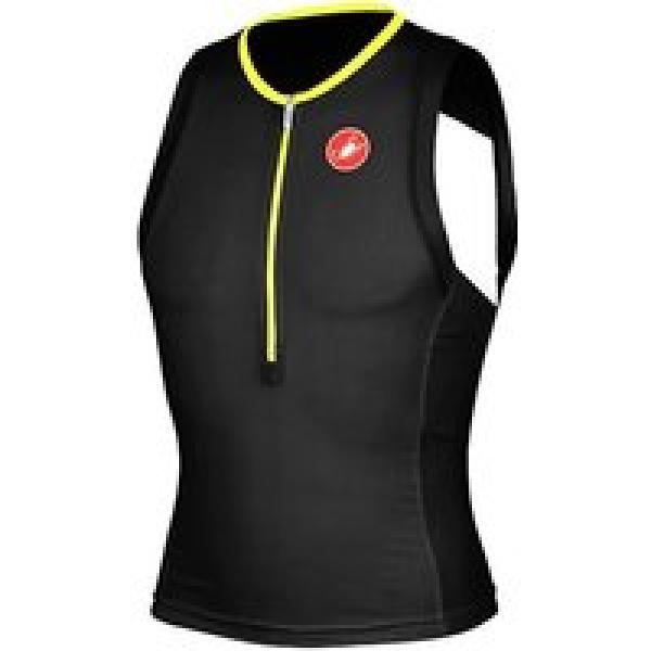 CASTELLI Free, zwart-neongeel triathlontop, voor heren, Maat M, Triathlon shirt,