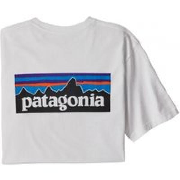 korte mouwen tee shirt patagonia p 6 logo responsibili tee wit heren