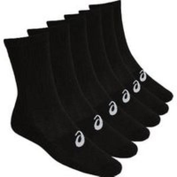 asics run crew black unisex 6 pack socks