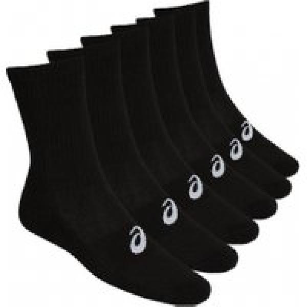 asics run crew black unisex 6 pack socks