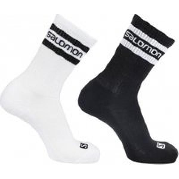salomon 365 crew 2 pair socks white black unisex