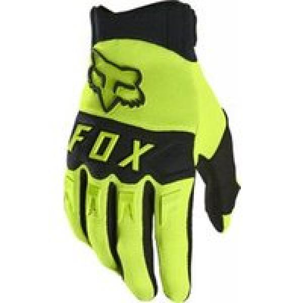 fox dirtpaw long gloves black fluorescent yellow