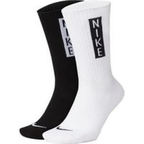 paar nike heritage white black socks x2
