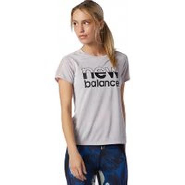 new balance printed impact run purple women s short sleeve shirt