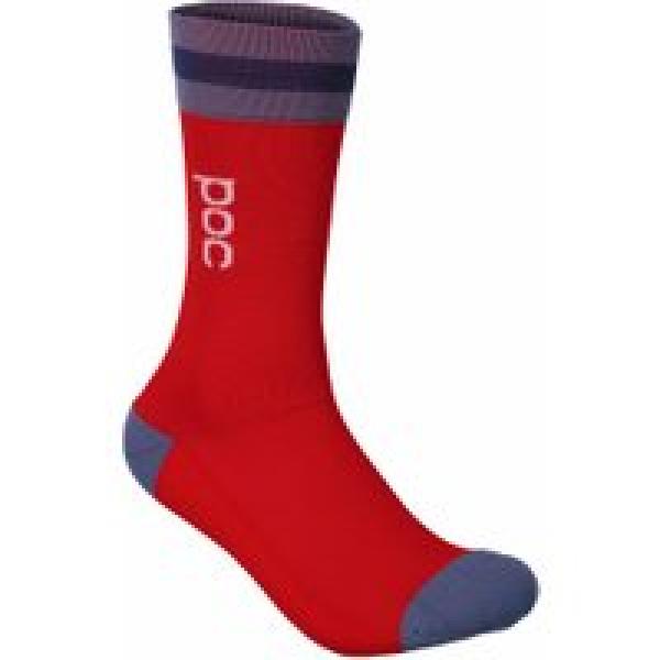 paar poc essential mid length socks calcite blue prismane red