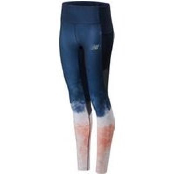 women s new balance premium printed impact run blue pink long tights
