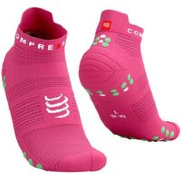 compressport pro racing socks v4 0 run low hot pink