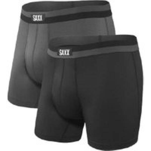 pack of 2 saxx sport mesh brief fly boxers black grey