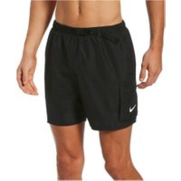 nike swim 5 belt packable volley shorts zwart