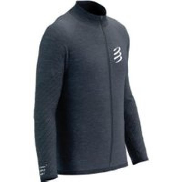 compressport seamless zip sweatshirt hooded jacket dark blue