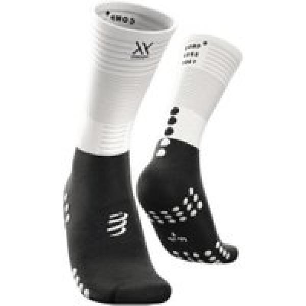 compressport mid compression socks white black