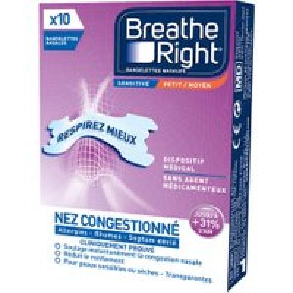 doos met 10 breath right sensitive nasal strips medium size