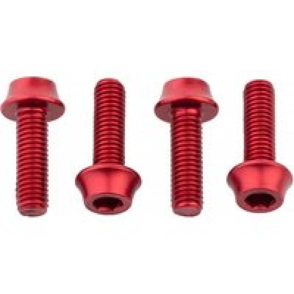 set van 4 wolf tooth water bottle cage bolts m5x15 mm rood