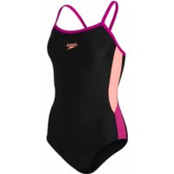 speedo dive women s 1 piece swimsuit thin straps muscleback black orange