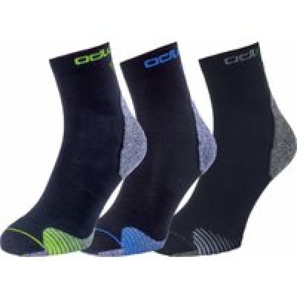odlo ceramicool quarter multicolor unisex socks 3 pair pack