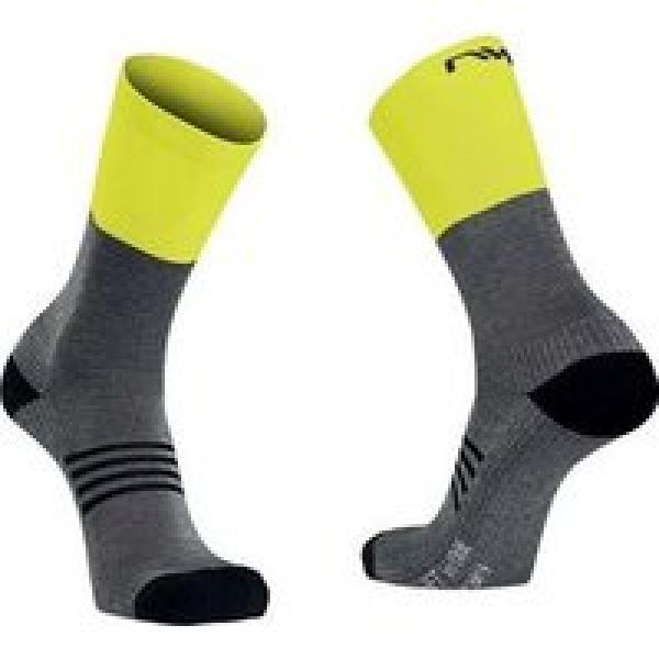 paar northwave extreme pro sokken grijs geel fluo