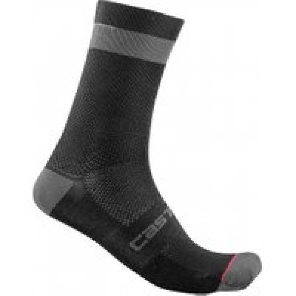 castelli alpha 18 sokken zwart grijs