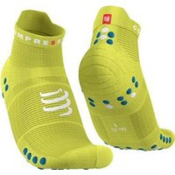 paar compressport pro racing socks v4 0 run low yellow