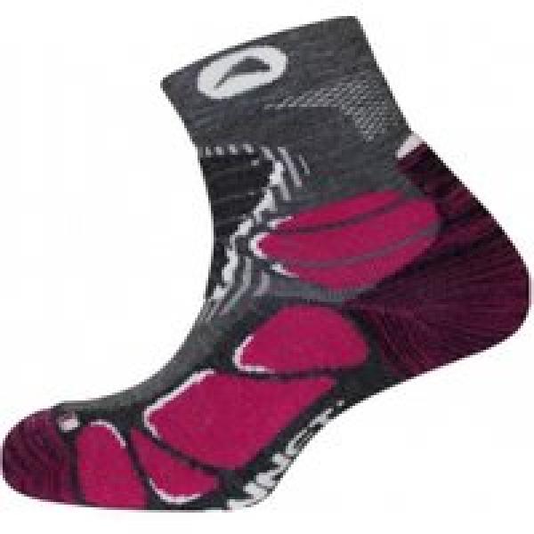 paar monnet trek mid light grijs roze sokken
