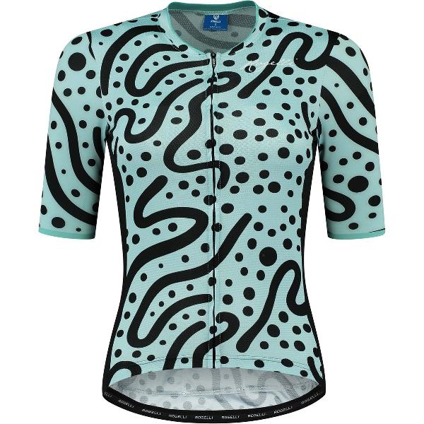 Rogelli Abstract Fietsshirt - Korte Mouwen - Dames - Turquoise, Zwart - Maat M