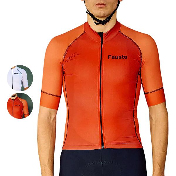Fausto Cycling Shades - Wielrenshirt met Korte Mouwen - Fietskleding voor Heren -Wielertrui - Fietstrui - Rood - Maat XL