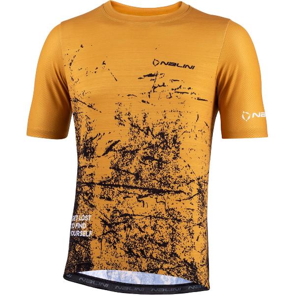 Nalini Heren Fietsshirt korte mouwen - gravel shirt Mosterd - NEW GRAVEL SHIRT Rusty mustard - L
