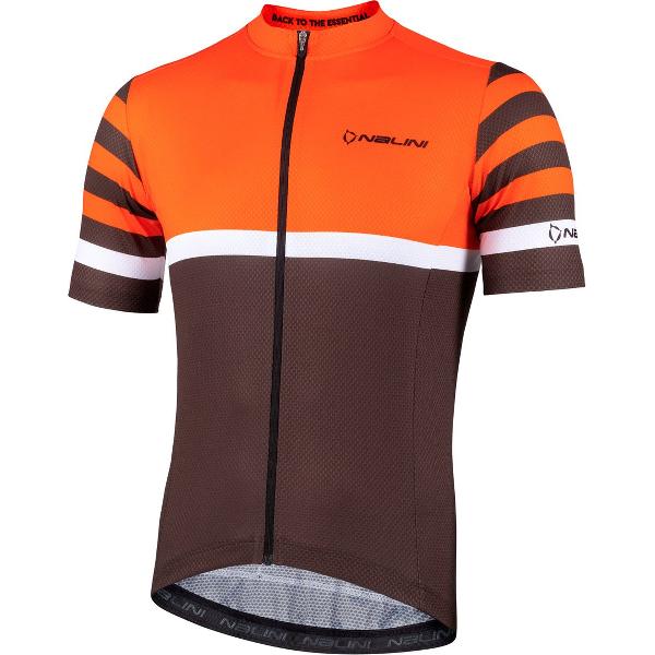Nalini Heren Fietsshirt korte mouwen - wielrenshirt Oranje Groen - SOLID JERSEY Orange/Olive green - XXXXL