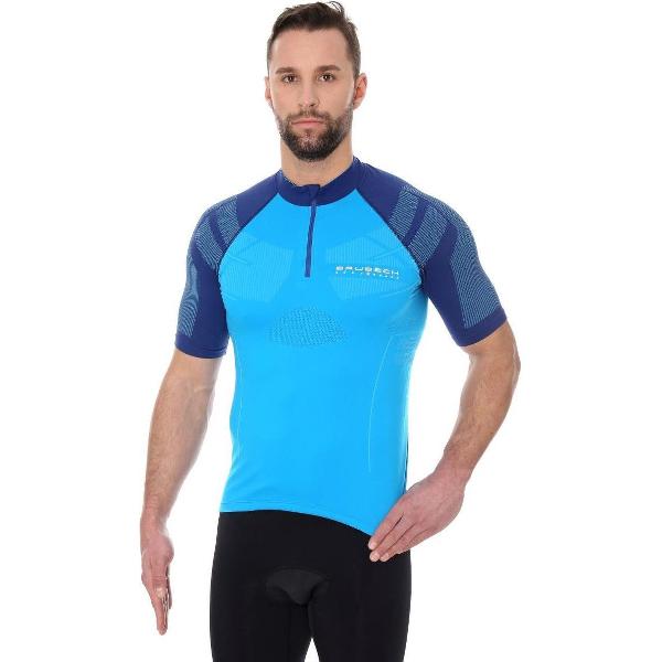 Brubeck Wielren Kleding Wielershirt - Naadloos Fietsshirt Unisex Model – Azuurblauw/Blauw - XL
