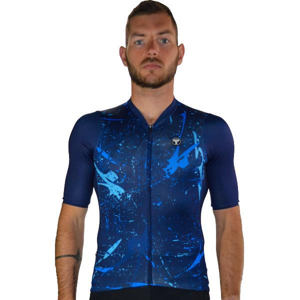 TriTiTan ECO blue paint splash cycling jersey - Fietsshirt - Fietstrui - 4XL