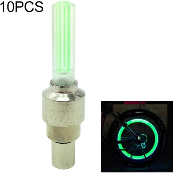 10 STKS LED Fietsverlichting Wiel Ventieldopjes Fietsaccessoires Fietsen Lantaarn Spaken Lamp (Groen)