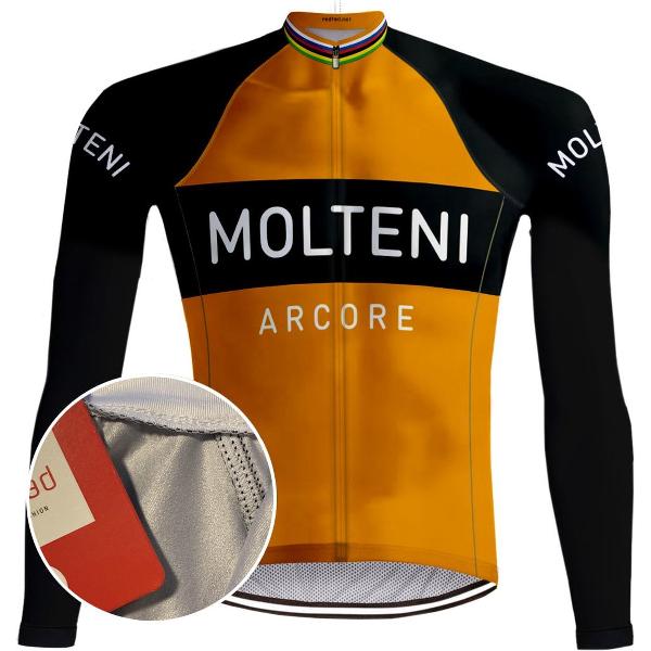 Retro Wielershirt Molteni lange mouwen - Oranje RedTed - 4XL