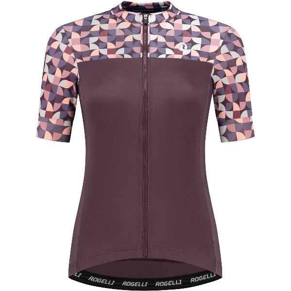 Rogelli Essential Graphic Fietsshirt - Korte Mouwen - Dames - Burgundy - Maat XL
