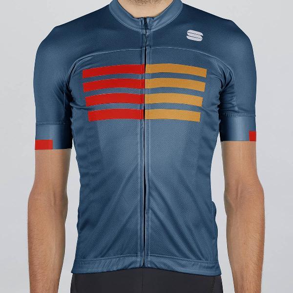 Sportful WIRE Fietsshirt Blue Twilight Fire Red Gold - Mannen - maat L