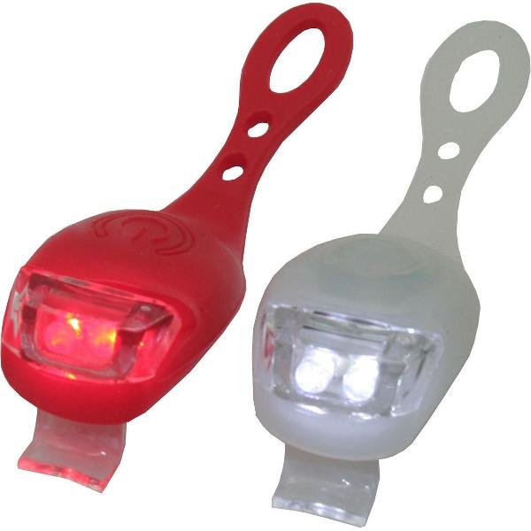 2x LED fietsverlichting/lampen set siliconen voor en achter - Fiets verlichting en accessoires