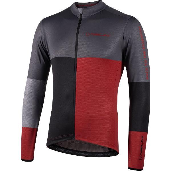 Nalini - Heren - Fietsshirt - Lange Mouwen - Wielrenshirt - Zwart - Rood - NEW LS COFFEE JERSEY - S