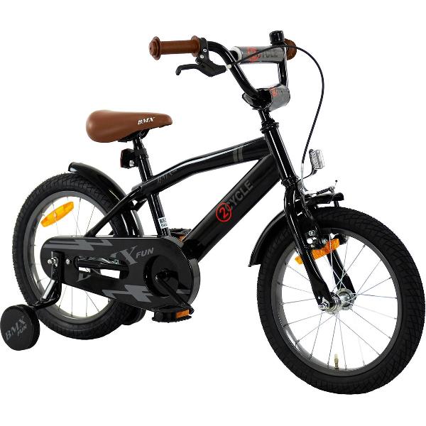 2Cycle BMX-Fun Kinderfiets - 16 inch - Zwart - Jongensfiets