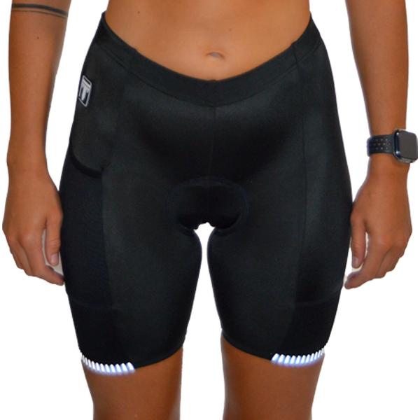 TriTiTan cycling shorts with reflective powerband and one side pocket female - Korte Fietsbroek Dames - XS