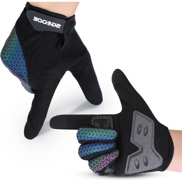SGODDE Fietshandschoenen - Antislip - Reflecterend - voor Fitness, fietsen, gewichtheffen, rotsklimmen - Zwart - XL