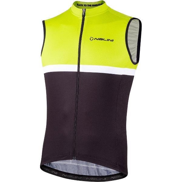 Nalini Heren Fietsshirt mouwloos - wielrenshirt Zwart Groen - SOLID TANK Black/Evolution green - M