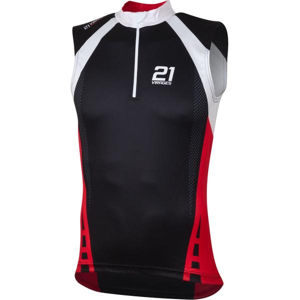 21Virages fietsshirt mouwloos zwart rood - XL