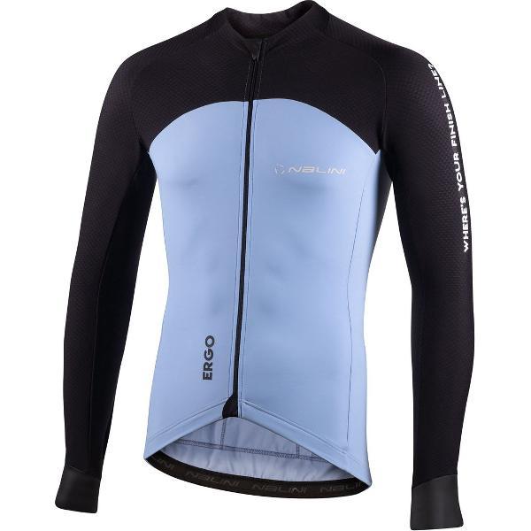 Nalini - Heren - Fietsshirt - Lange Mouwen - Wielrenshirt - Blauw - Zwart - ERGOXWARMJERSEY - XXL