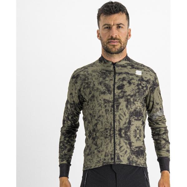 Sportful Fietsshirt lange mouwen heren Groen Zwart - ESCAPE SUPERGIARA THERMAL JERSEY BEETLE BLACK - L