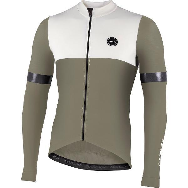 Nalini - Heren - Fietsshirt - Lange Mouwen - Wielrenshirt - Wit - Groen - WARM WRAP JERSEY - XL