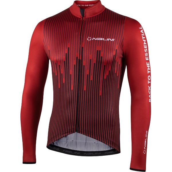 Nalini - Heren - Fietsshirt - Lange Mouwen - Wielrenshirt - Rood - Zwart - NEW LS FIT JERSEY - XL