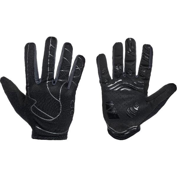 RFR Handschoenen Pro - Fietshandschoenen - Sporthandschoen - Lange vinger handschoen - Absorberende stof - Met siliconen print - Zwart met witte details - Maat XL