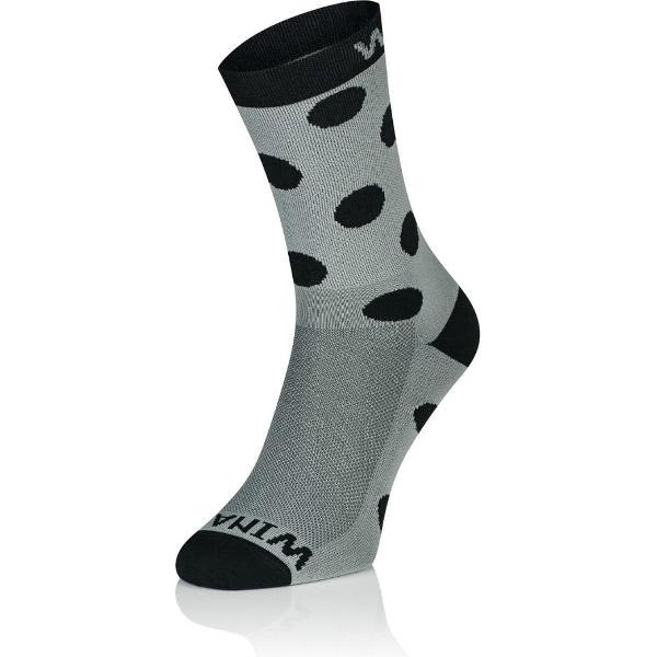 Winaar Fietssokken Zomer Unisex Grijs Zwart Met Zwarte Stippen - GB Dots - 36-38