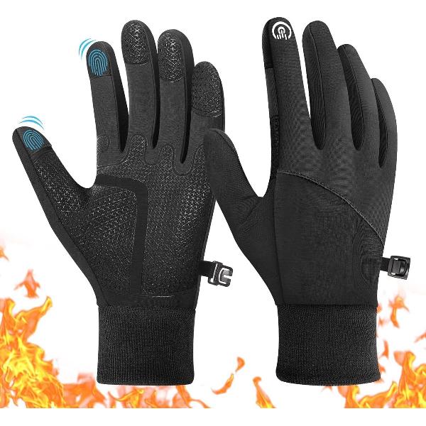 Handschoenen Heren Dames Fietshandschoenen Touchscreen Antislip Winddicht Winter Buitensporten Voeringshandschoenen Warm Lichtgewicht Hardlopen Joggen Wandelen Zwart