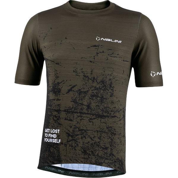 Nalini Heren Fietsshirt korte mouwen - gravel shirt Groen - NEW GRAVEL SHIRT Rusty green - XXL