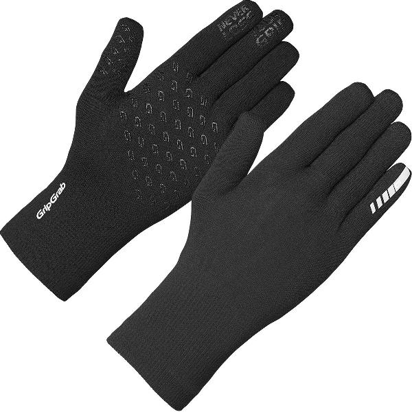 GripGrab - Waterproof Knitted Thermo Fietshandschoenen Regen Handschoenen - Zwart - Unisex - Maat XS/S