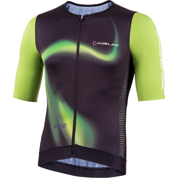 Nalini Heren Fietsshirt korte mouwen - wielrenshirt Groen Zwart - LASER JERSEY Green/Black - M